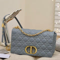 Dior Large Caro Bag 28 Gray Supple Cannage Calfskin