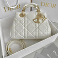 Dior Lady 25 Handbag in White Calfskin
