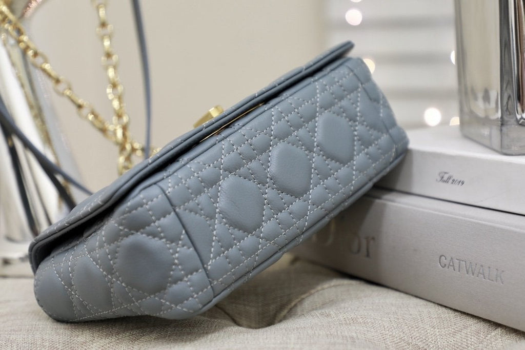 Dior Small Caro Bag Gray Supple Cannage Calfskin