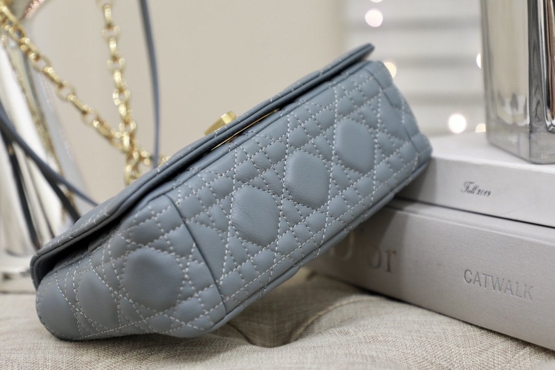 Dior Small Caro Bag Gray Supple Cannage Calfskin