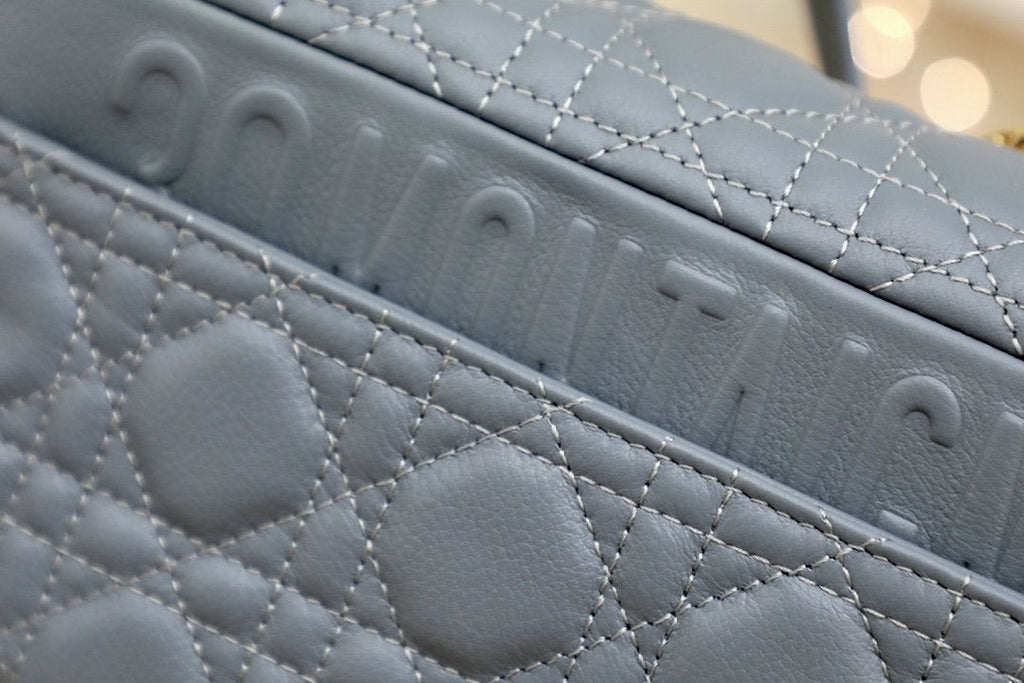 Dior Small Caro Bag Gray Supple Cannage Calfskin
