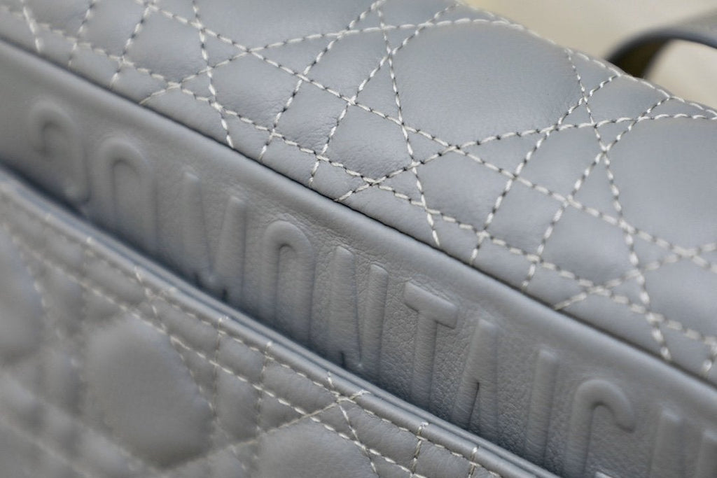 Dior Small Caro Bag Gray Supple Cannage Calfskin