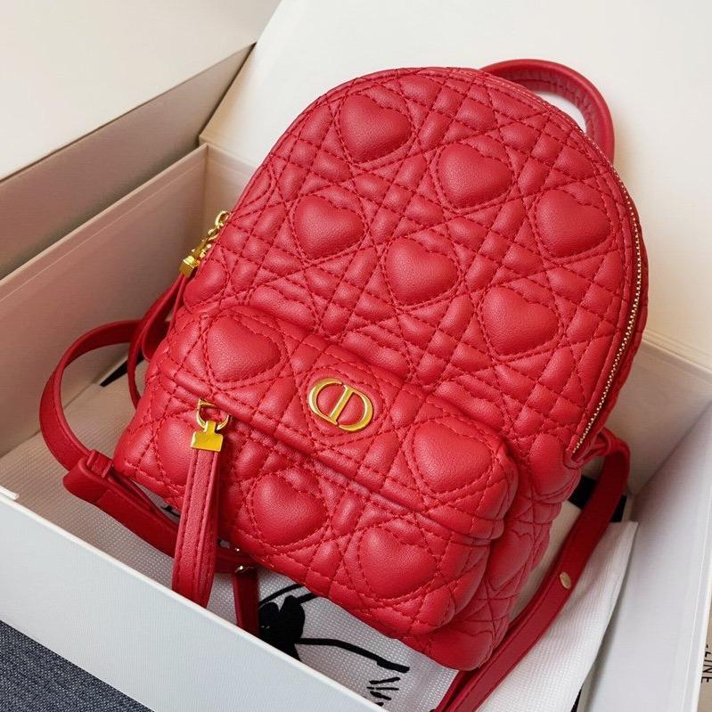 Dior Small Backpack Red Cannage Lambskin