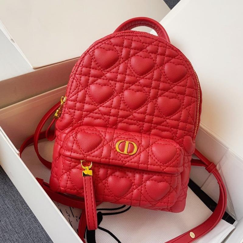 Dior Small Backpack Red Cannage Lambskin