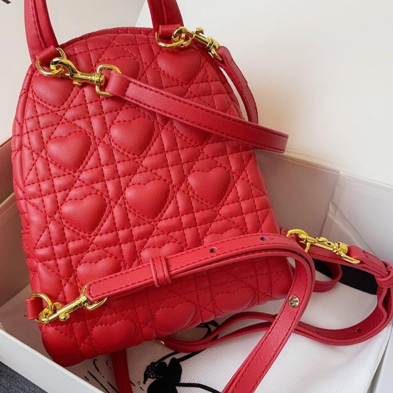 Dior Small Backpack Red Cannage Lambskin
