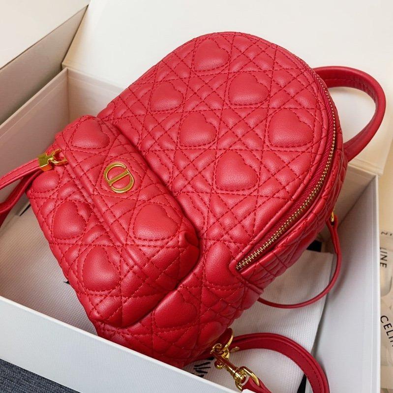 Dior Small Backpack Red Cannage Lambskin