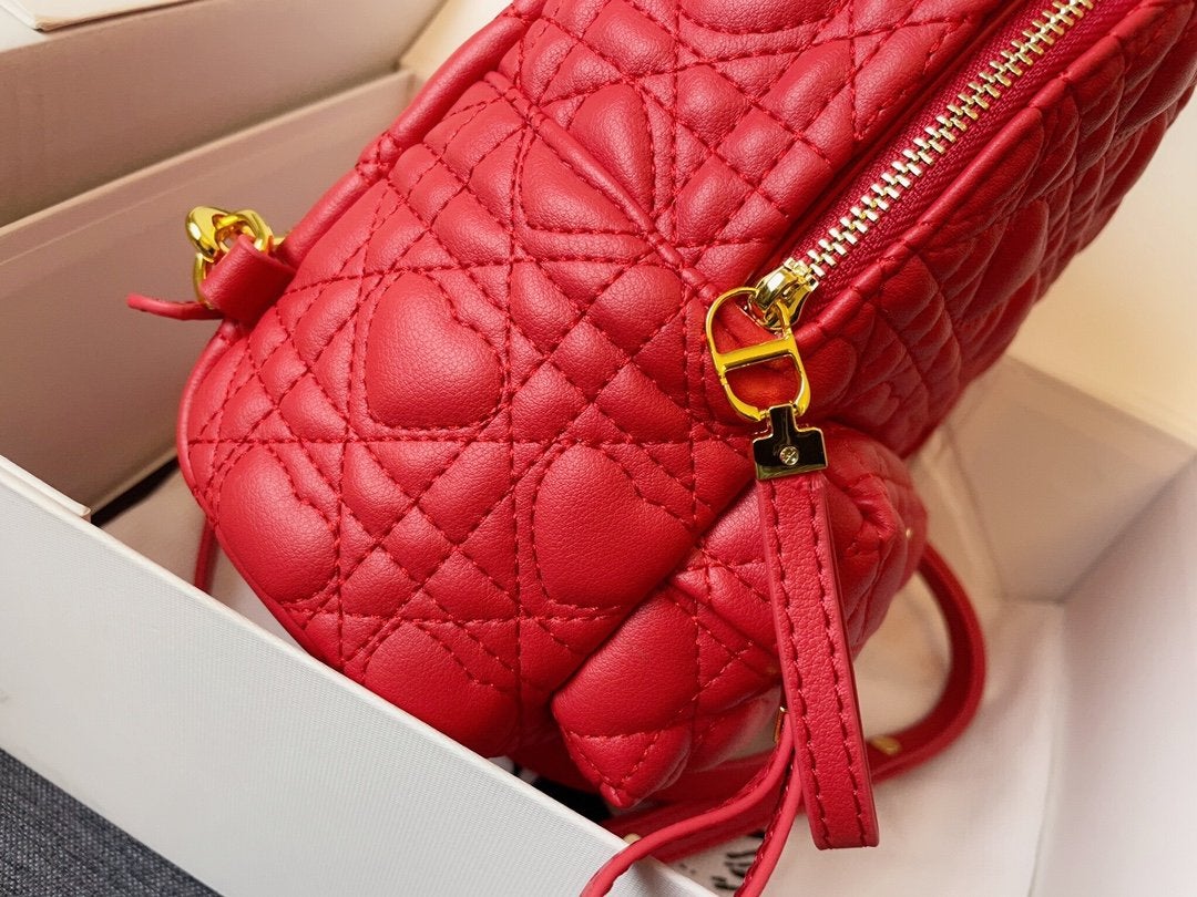 Dior Small Backpack Red Cannage Lambskin