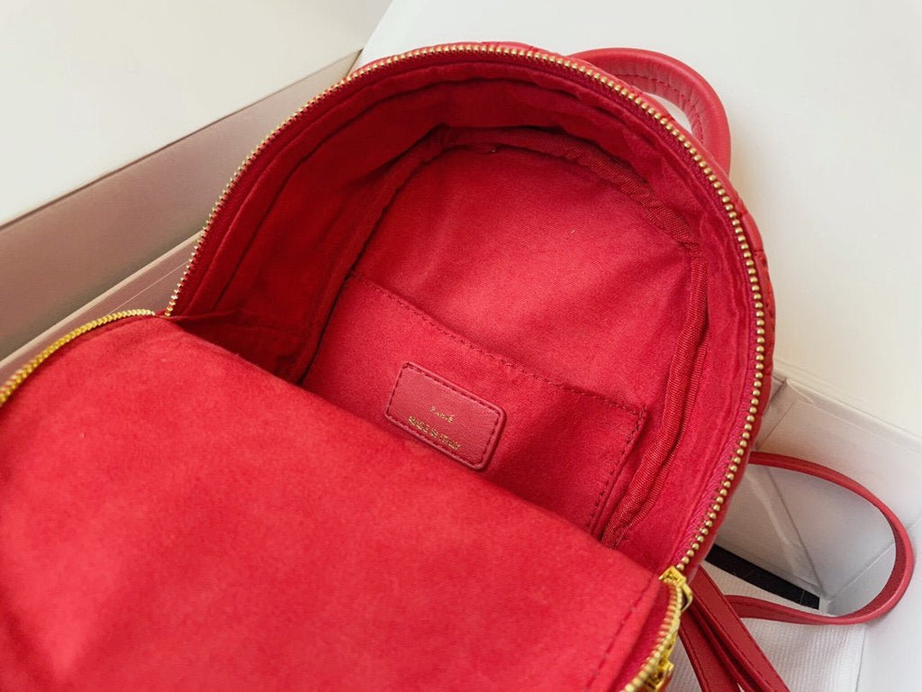 Dior Small Backpack Red Cannage Lambskin