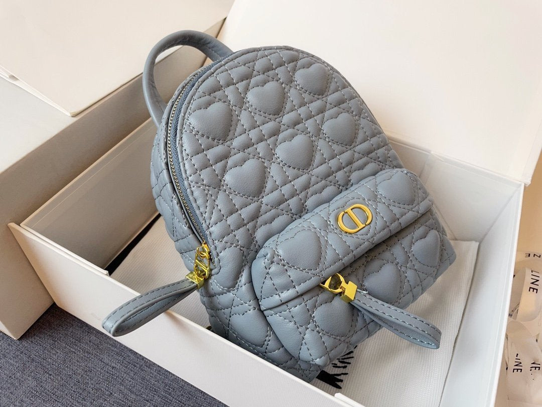 Dior Small Backpack Cloud Blue Cannage Lambskin