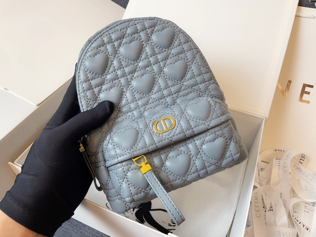 Dior Small Backpack Cloud Blue Cannage Lambskin