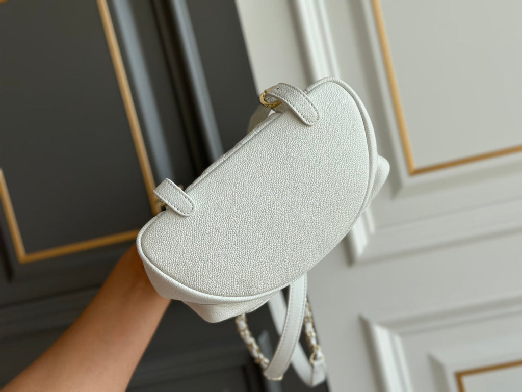 Chanel Small Backpack 20.5 White Grained Calfskin