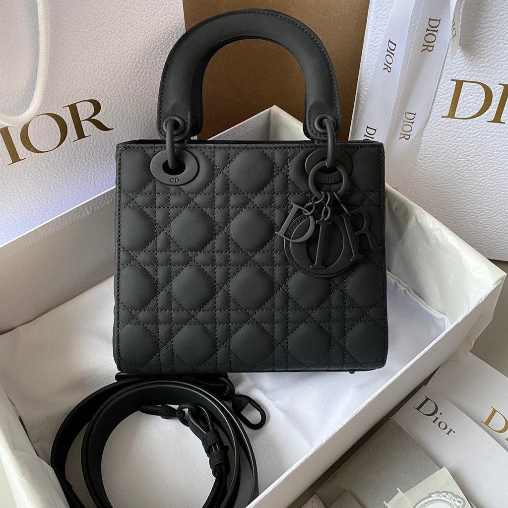 Dior Small Lady 20 My Abc All Black Lambskin Bag