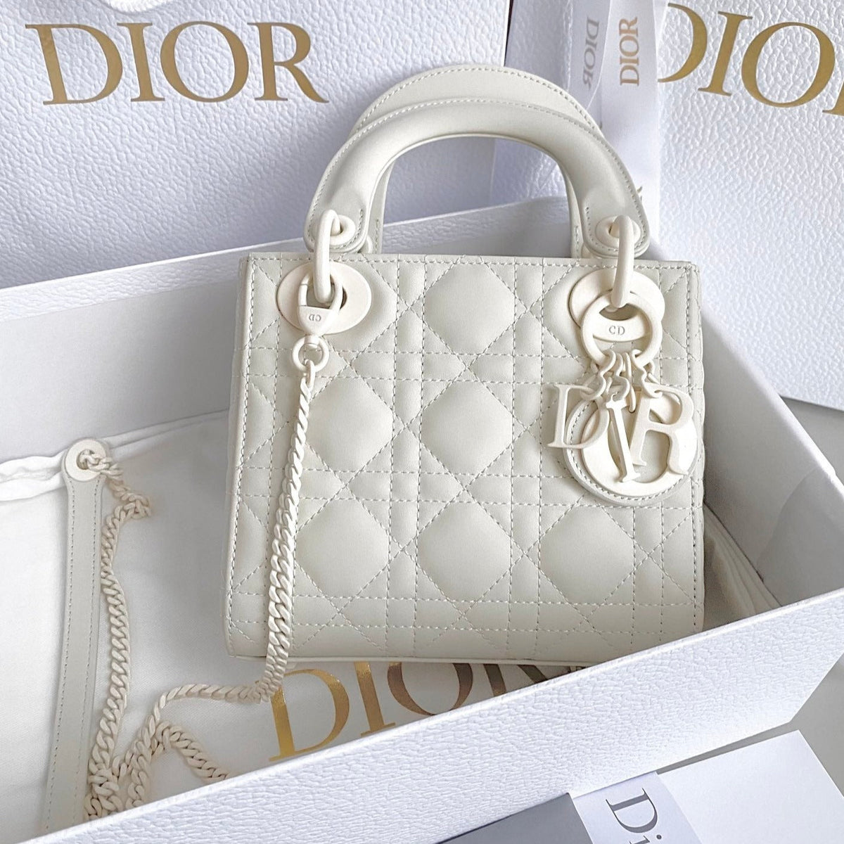 Dior Mini Lady 17 My Abc White Lambskin Bag