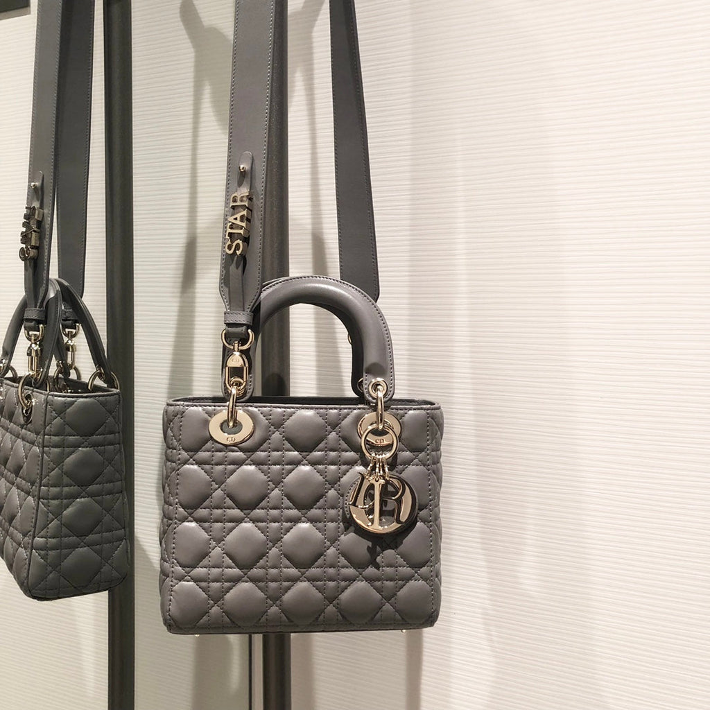 Dior Small Lady 20 My Abc Grey Lambskin Bag