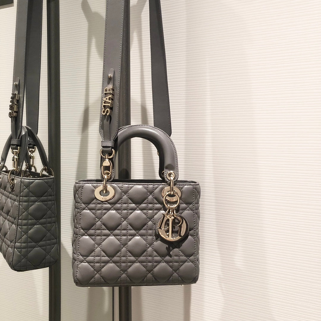 Dior Small Lady 20 My Abc Grey Lambskin Bag