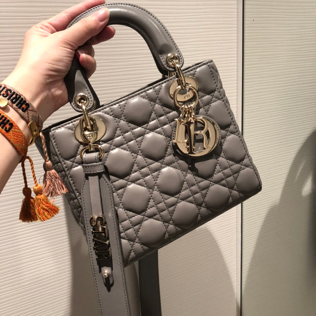 Dior Small Lady 20 My Abc Grey Lambskin Bag