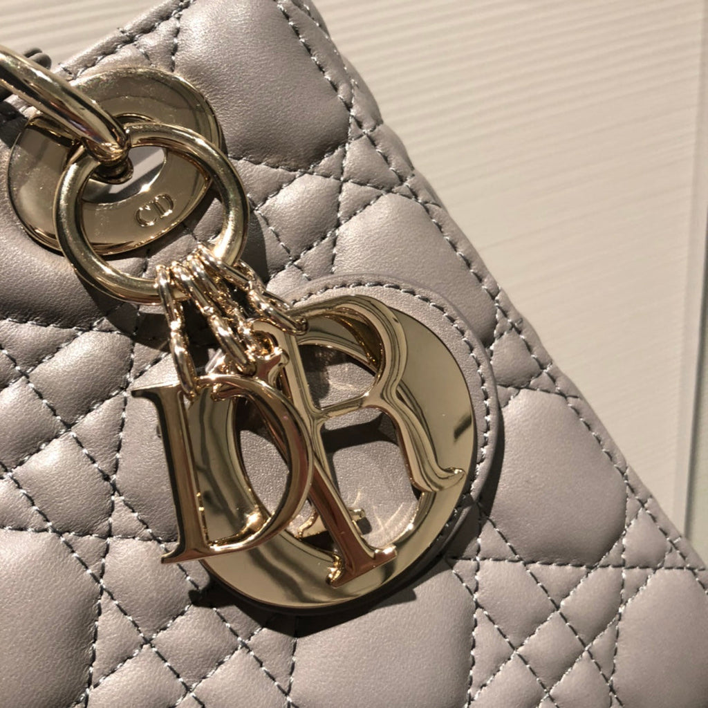 Dior Small Lady 20 My Abc Grey Lambskin Bag
