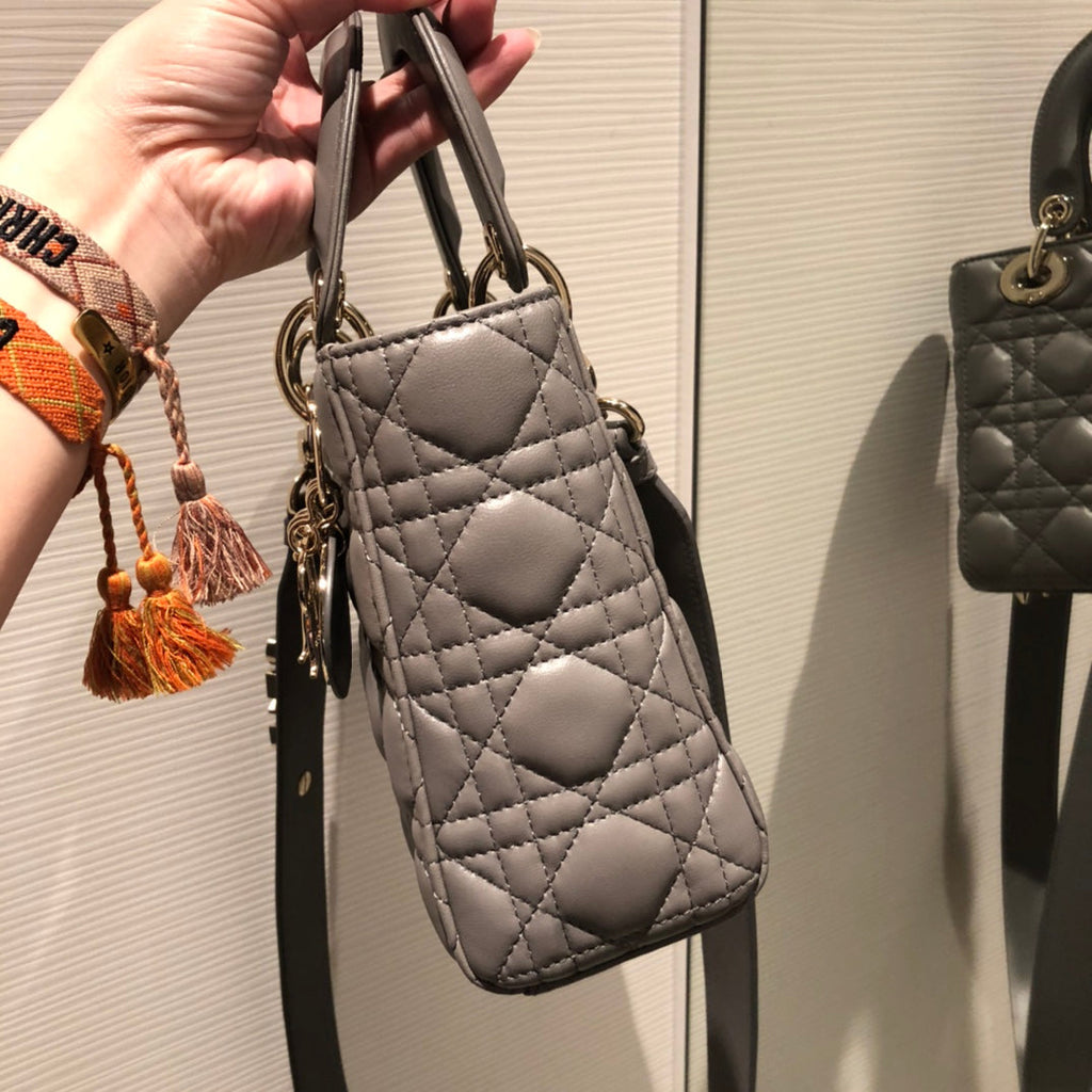 Dior Small Lady 20 My Abc Grey Lambskin Bag