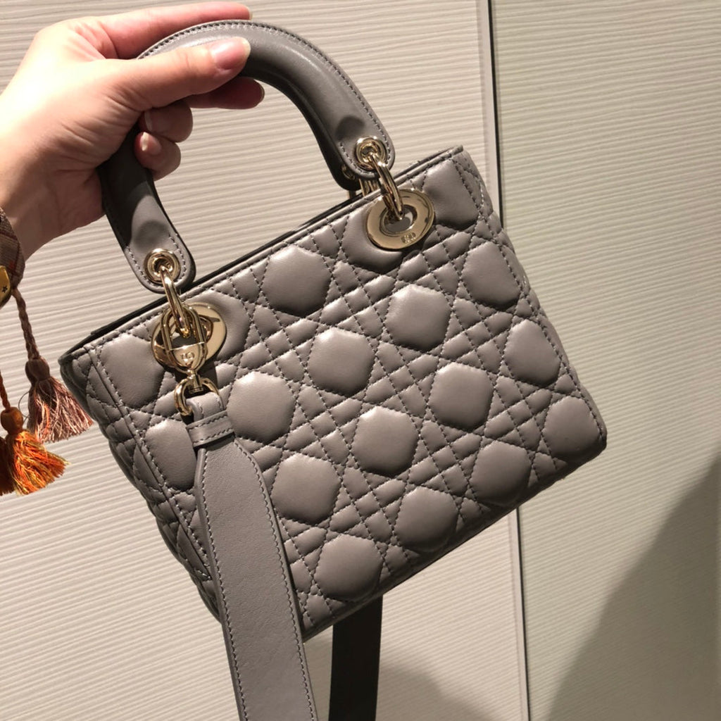 Dior Small Lady 20 My Abc Grey Lambskin Bag