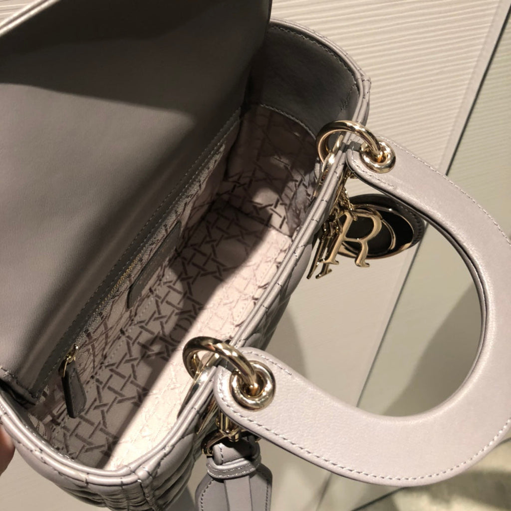 Dior Small Lady 20 My Abc Grey Lambskin Bag