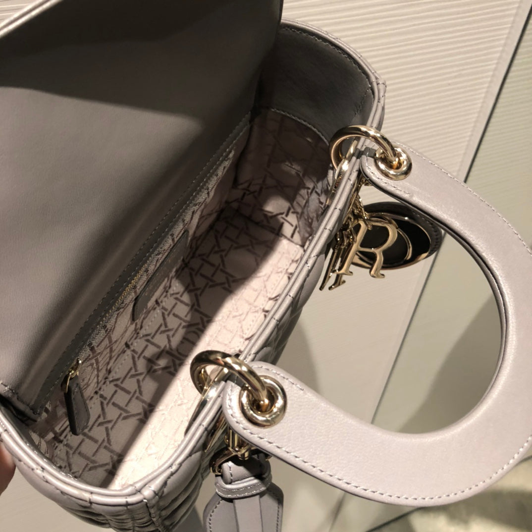 Dior Small Lady 20 My Abc Grey Lambskin Bag