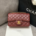 Chanel Mini Rectangle Flap Bag 20cm Burgundy Lambskin Gold Hardware
