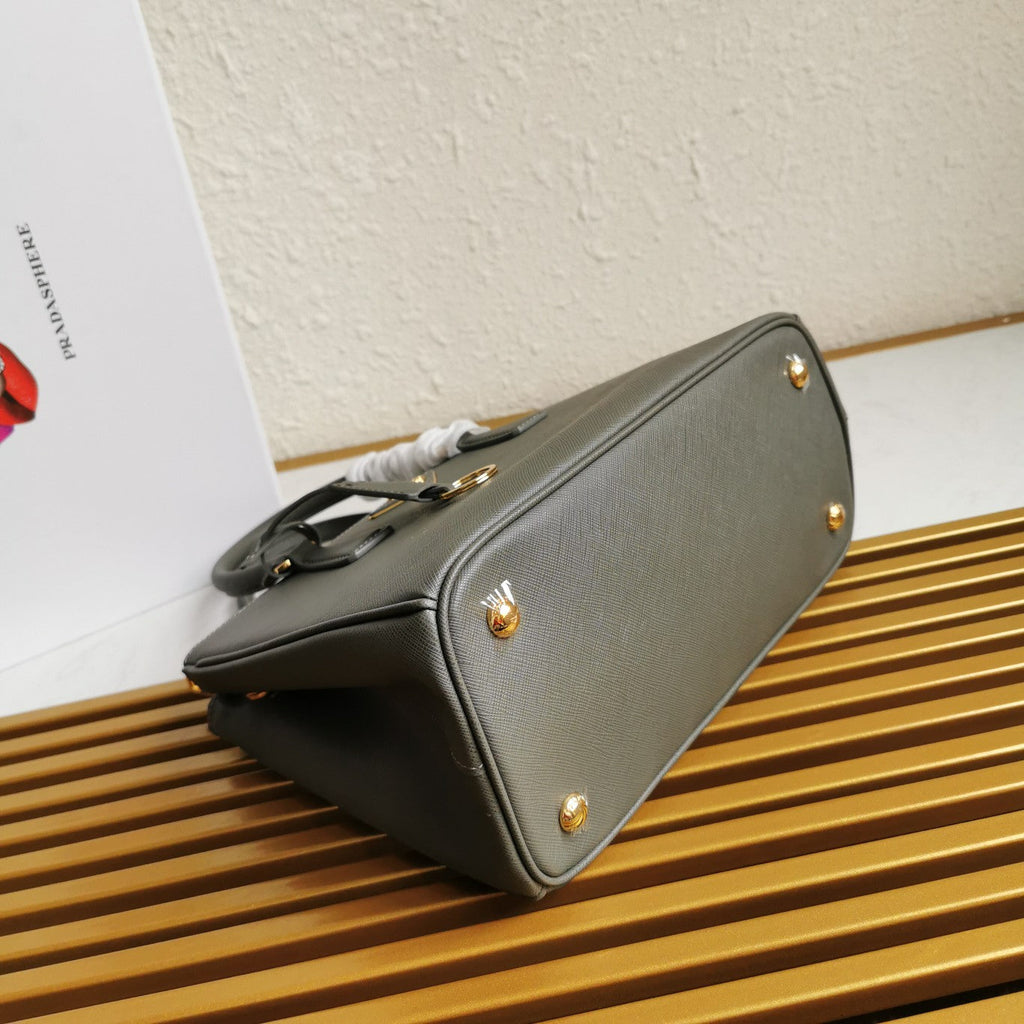 Prada Medium Galleria 28 Grey Saffiano Leather Bag