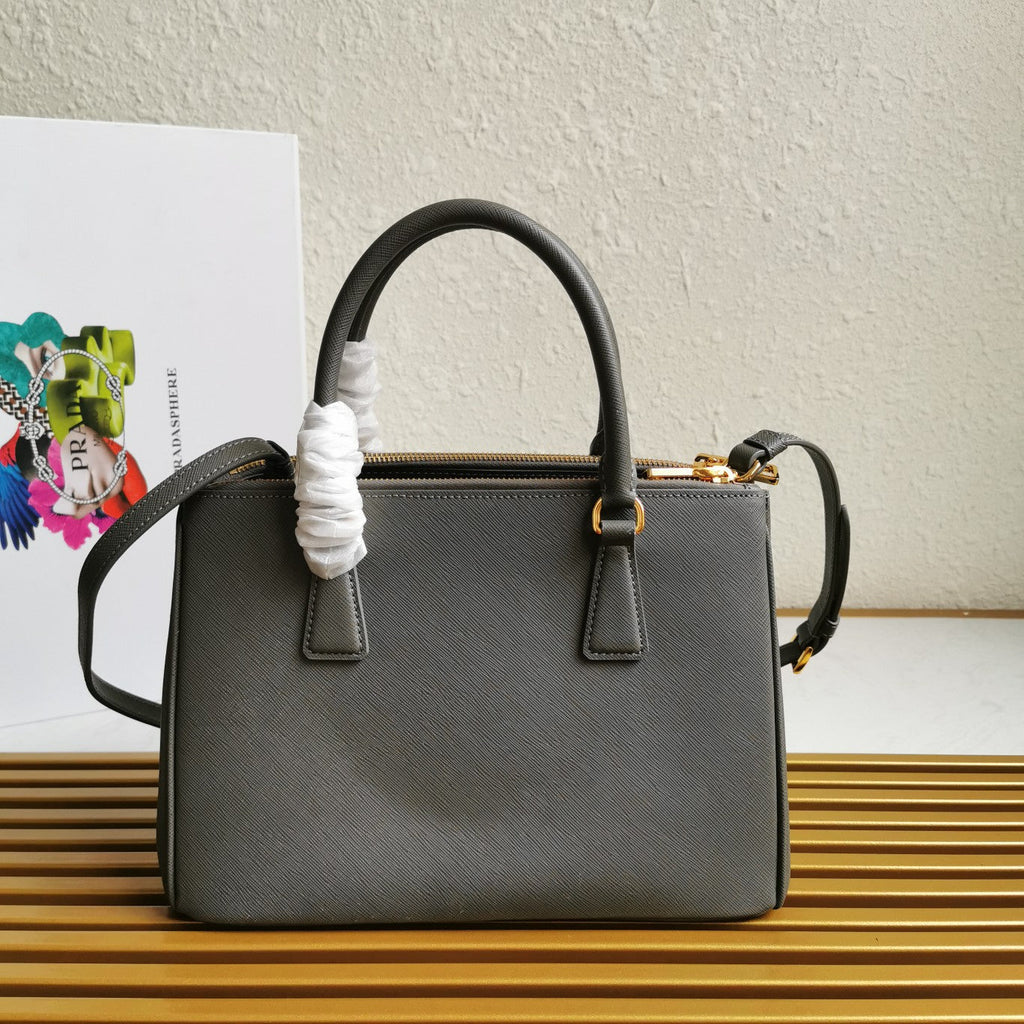 Prada Medium Galleria 28 Grey Saffiano Leather Bag