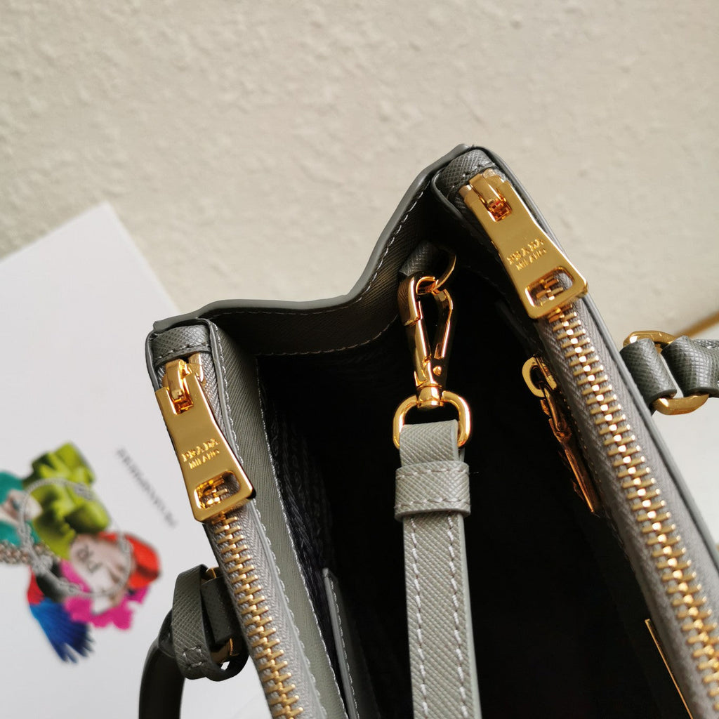 Prada Medium Galleria 28 Grey Saffiano Leather Bag