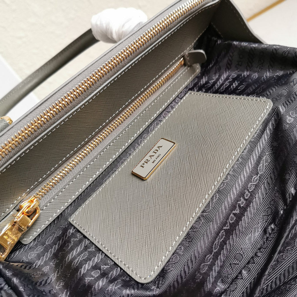 Prada Medium Galleria 28 Grey Saffiano Leather Bag