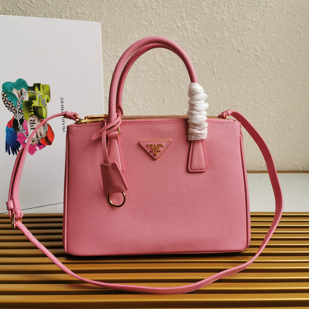 Prada Medium Galleria 28 Pink Saffiano Leather Bag
