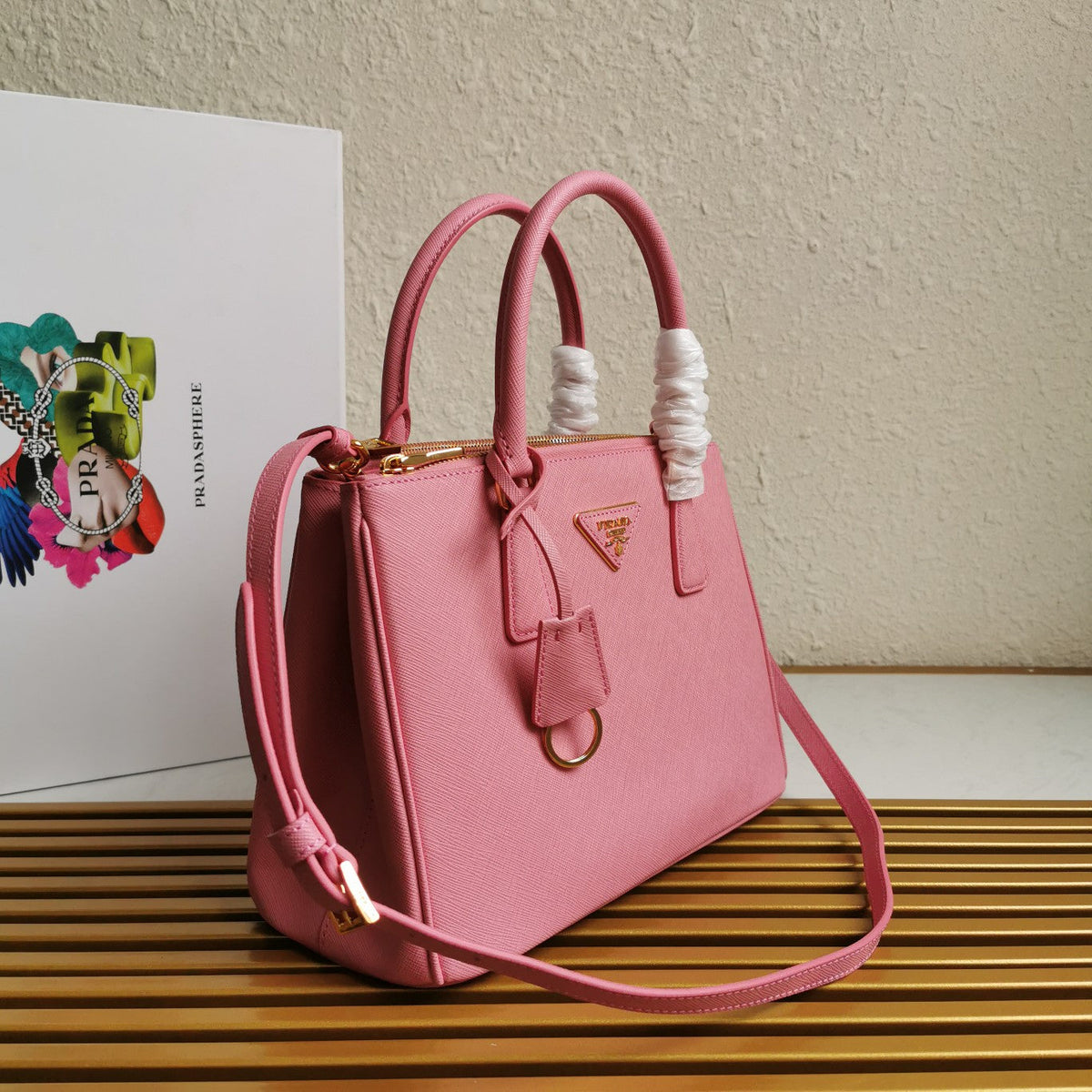 Prada Medium Galleria 28 Pink Saffiano Leather Bag