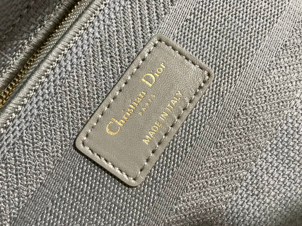 Dior Medium Lady D-Lite 24 Gray Cannage Embroidery Bag