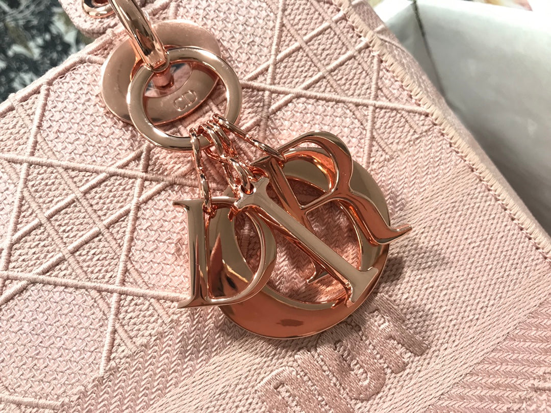 Dior Medium Lady D-Lite 24 Pink Cannage Embroidery Bag