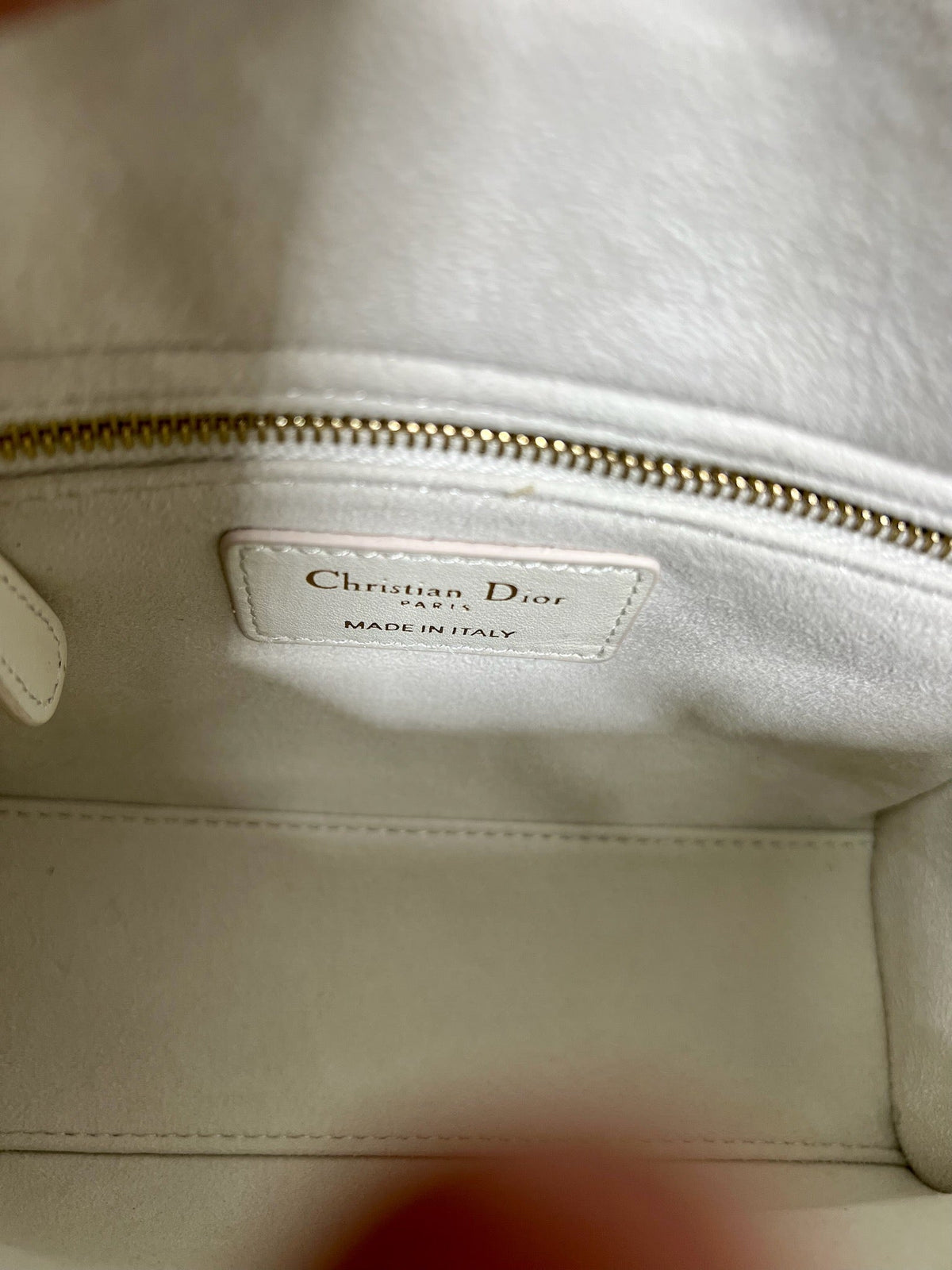 Dior Mini Lady 17 Butterfly Stud White Lambskin Bag