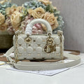 Dior Small Lady D-Joy 22 Butterfly Stud White Lambskin Bag