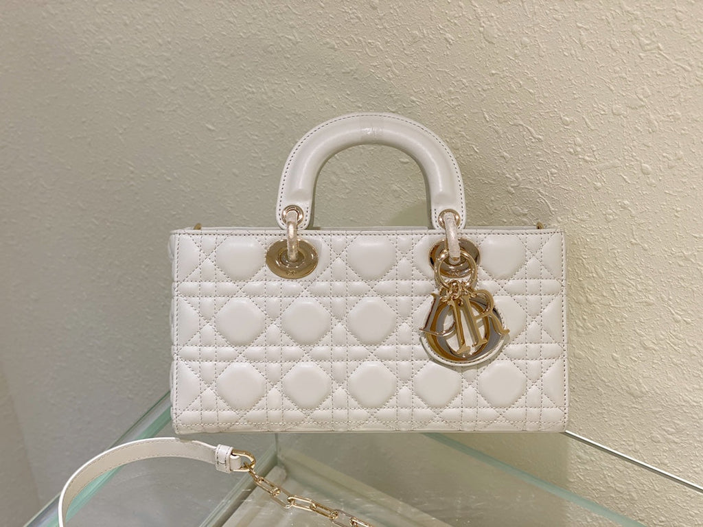 Dior Medium Lady D-Joy 26 White Lambskin Bag
