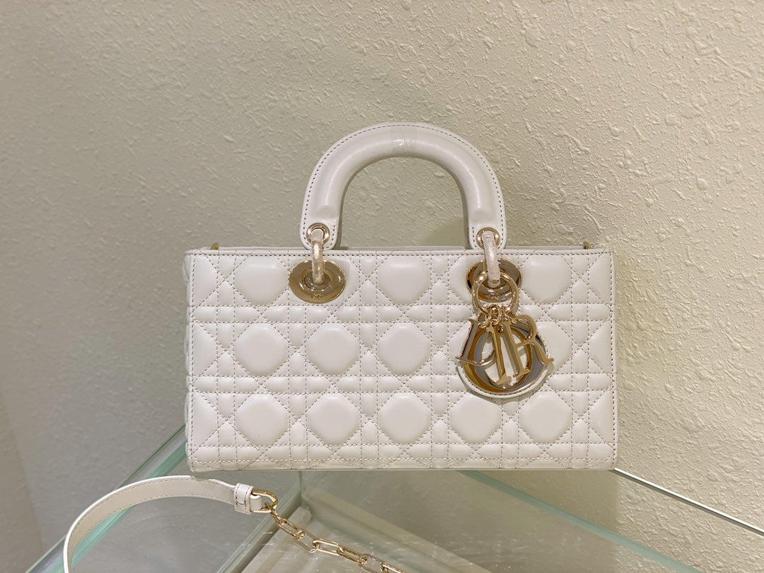 Dior Medium Lady D-Joy 26 White Lambskin Bag