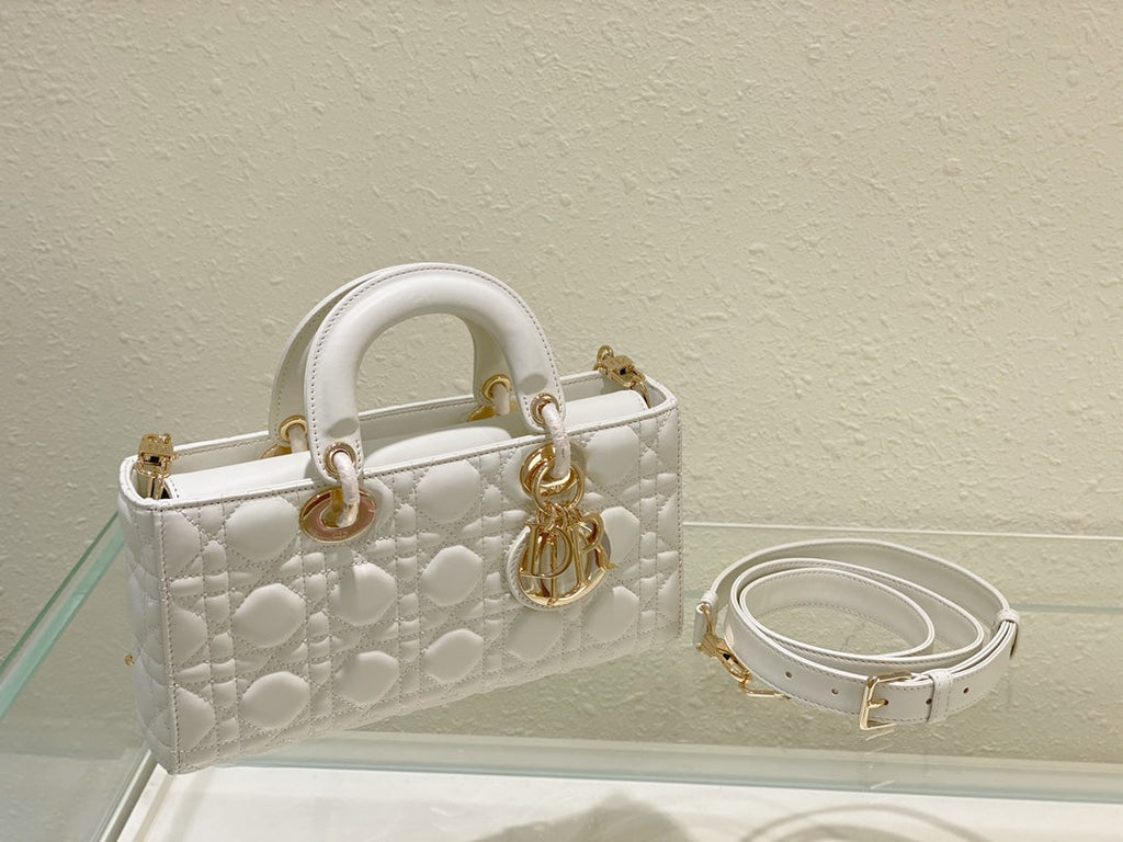 Dior Medium Lady D-Joy 26 White Lambskin Bag