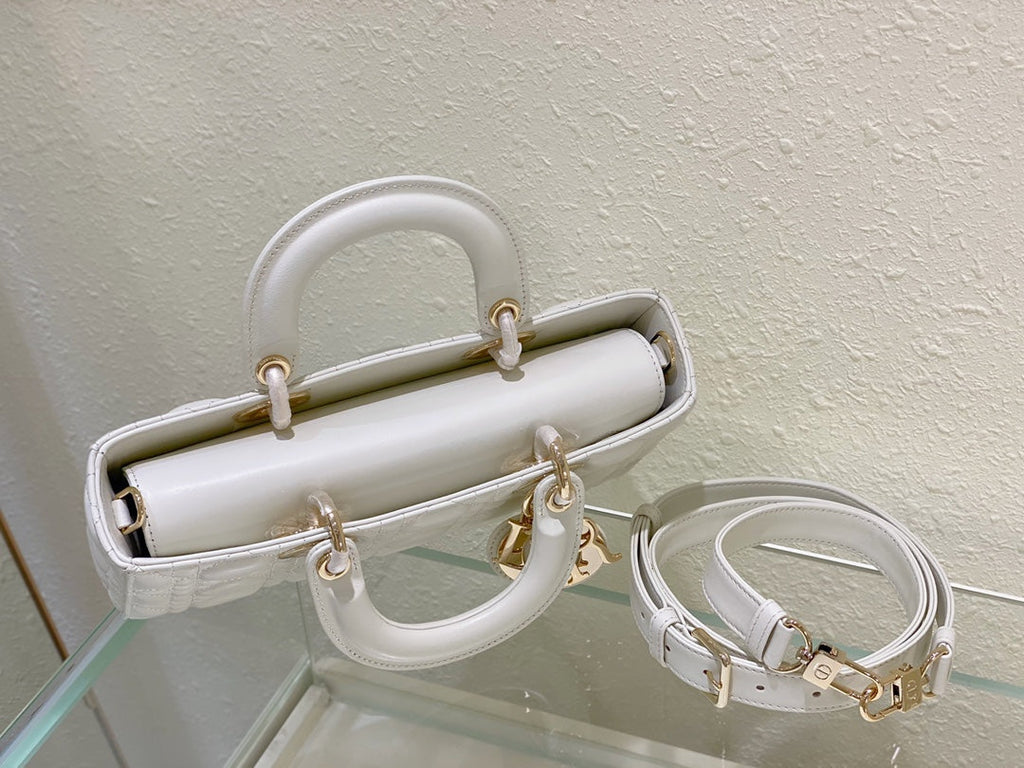 Dior Medium Lady D-Joy 26 White Lambskin Bag