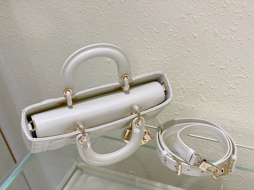 Dior Medium Lady D-Joy 26 White Lambskin Bag