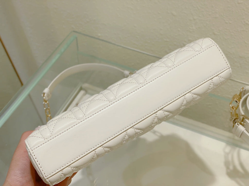 Dior Medium Lady D-Joy 26 White Lambskin Bag