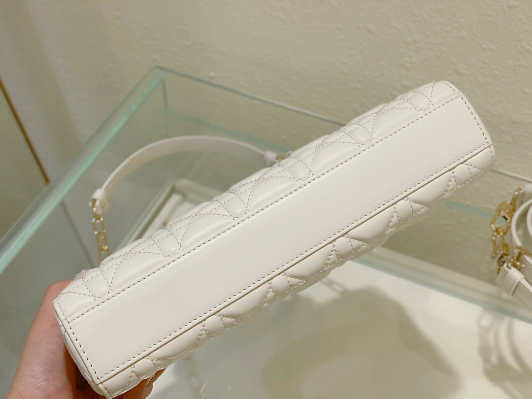 Dior Medium Lady D-Joy 26 White Lambskin Bag