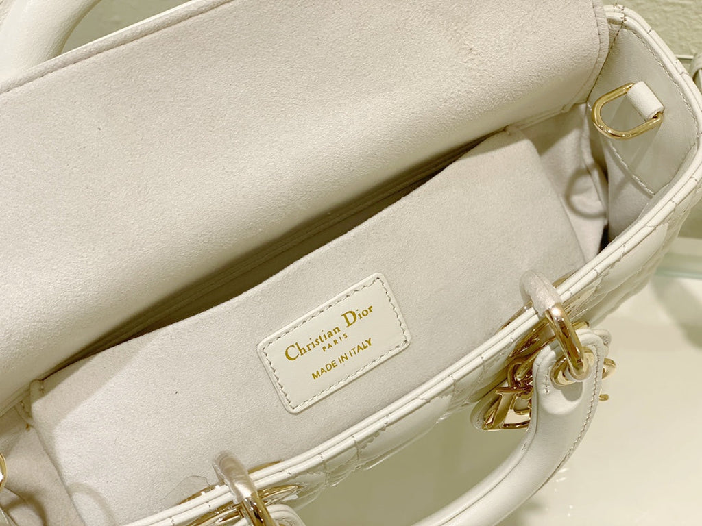 Dior Medium Lady D-Joy 26 White Lambskin Bag
