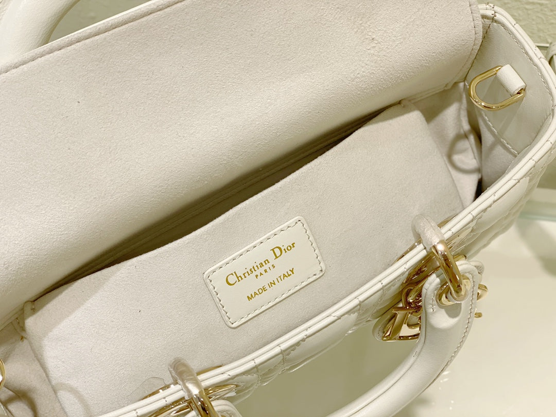Dior Medium Lady D-Joy 26 White Lambskin Bag