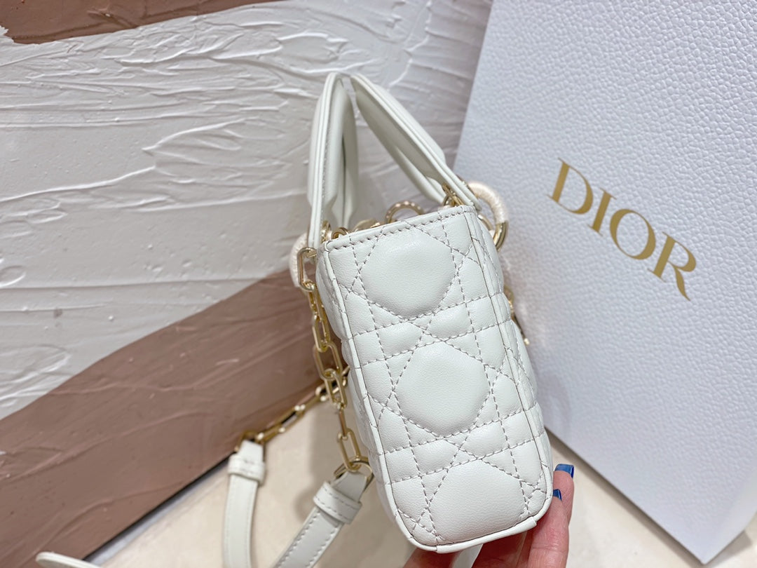 Dior Micro Lady D-Joy 16.5 White Lambskin Bag