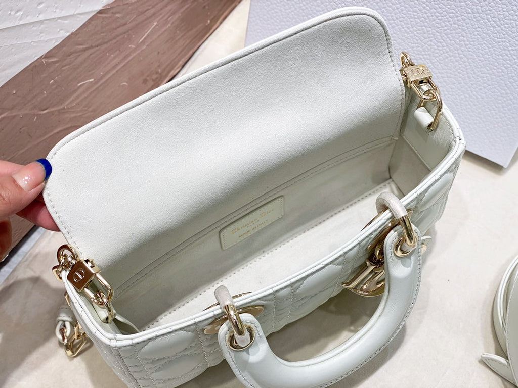 Dior Micro Lady D-Joy 16.5 White Lambskin Bag