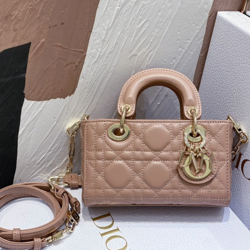 Dior Micro Lady D-Joy 16.5 Rose Lambskin Bag