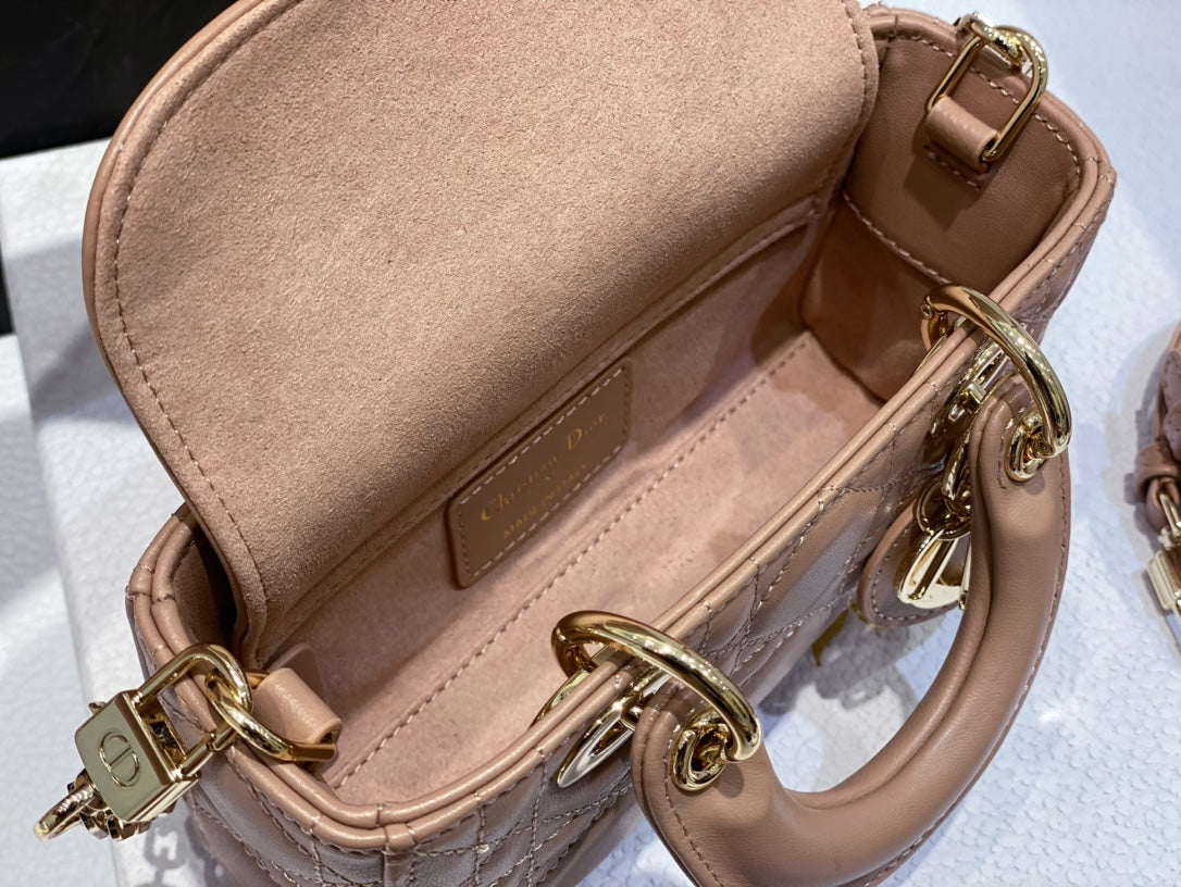 Dior Micro Lady D-Joy 16.5 Rose Lambskin Bag
