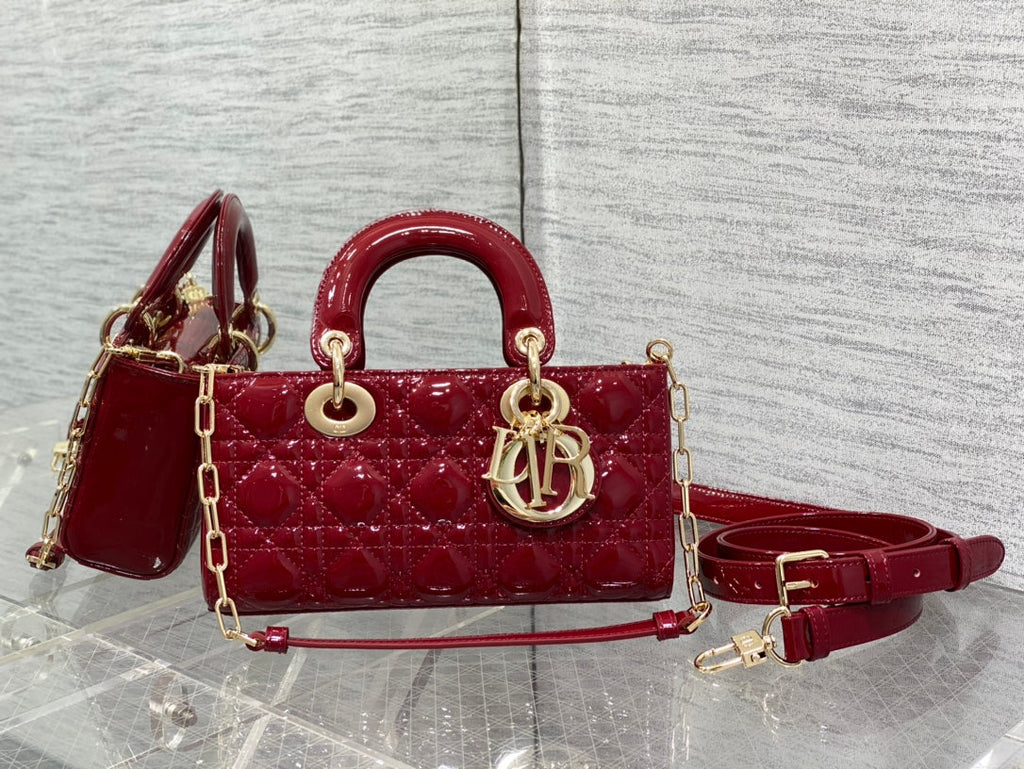 Dior Small Lady D-Joy 22 Red Patent Calfskin Bag